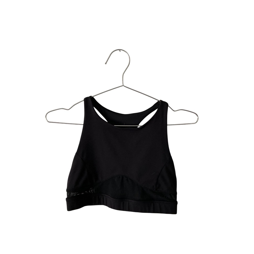 ALO Yoga Sports Bra Womens Medium RN87370 Black Mesh Accent Cut Out Racerback
